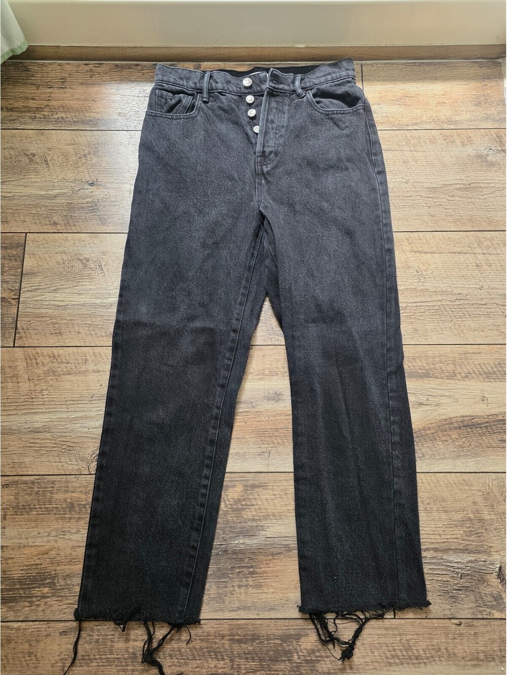 Pacsun womens size 27 straight leg jeans black raw hem
